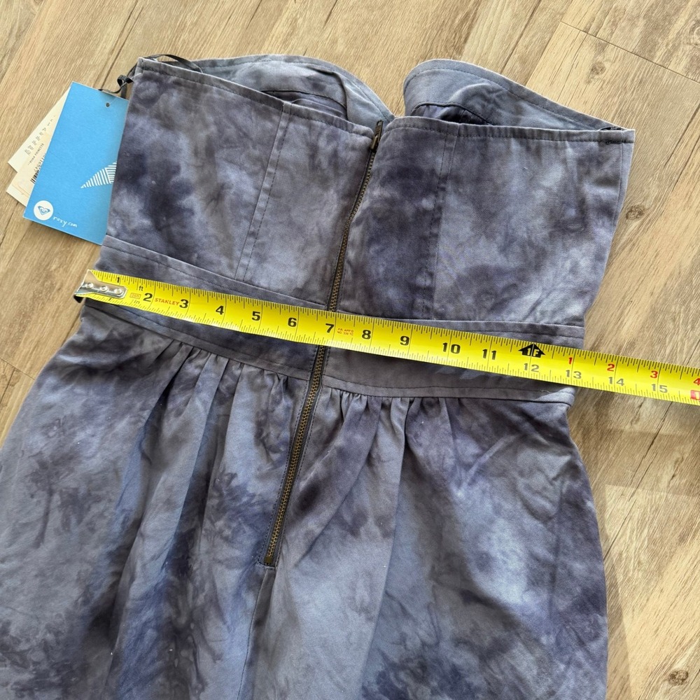 Roxy Women's Strapless Tie-Dye Mini Dress Gray‎ Size 5 Zipper Pocketed Retro NWT - Picture 8 of 11